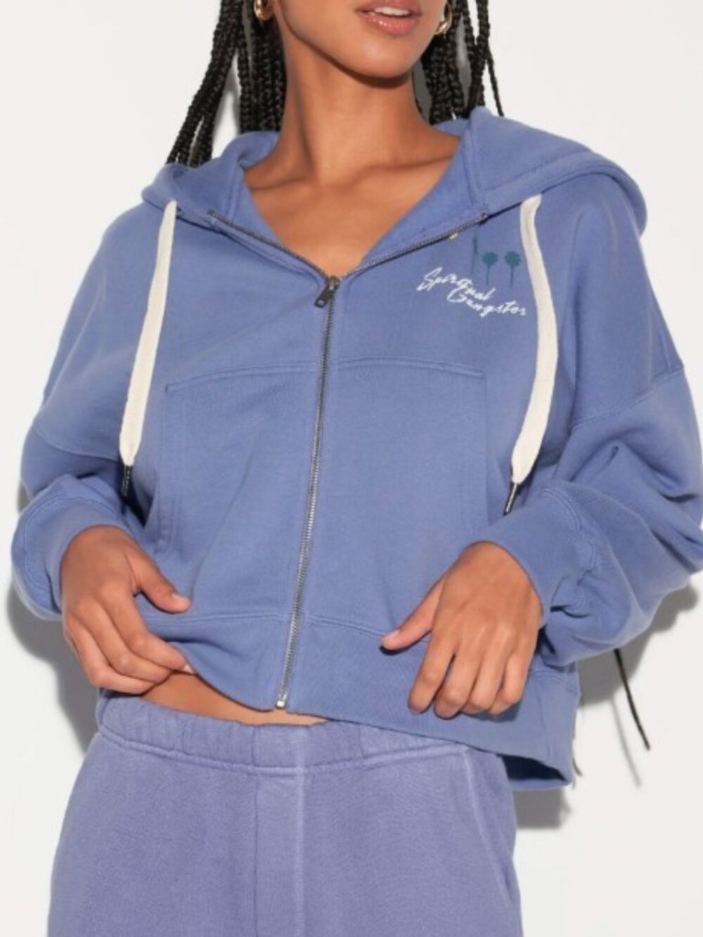 WT Spiritual Gangster Palm Roxbury Cotton Zip-Up Hoodie Cotton